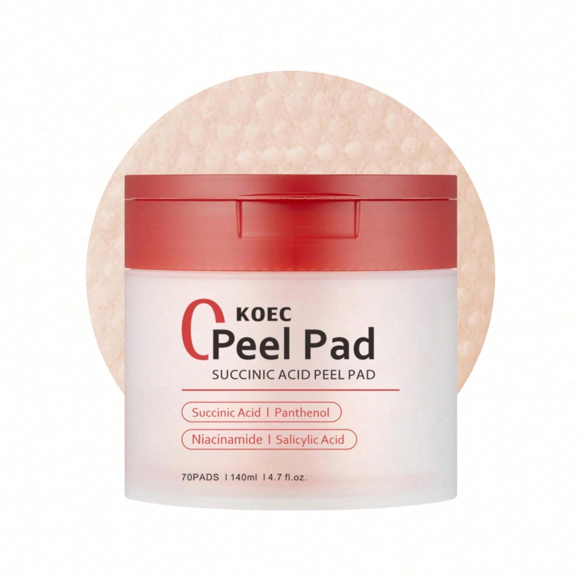 Skincare Non Comedogenic - แผ่นโทนเนอร์ แผ่นพอกหน้ากรดซัคซินิกสีแดง แพนทีนอล, ผสมเอเอชเอ บีเอชเอ ไนอาซินาไมด์,