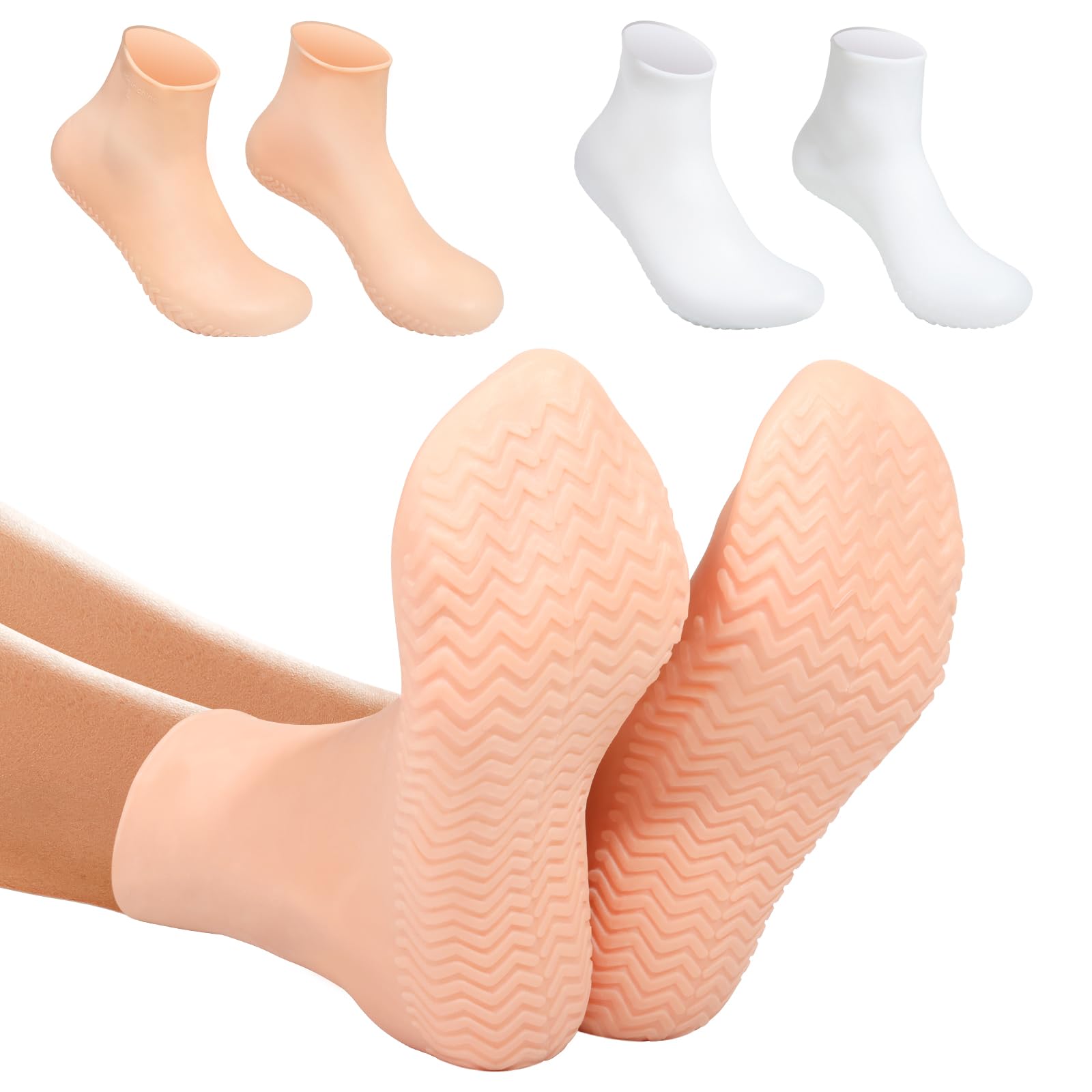 Xl Skincare - ถุงเท้าซิลิโคนบำรุงผิว 2 คู่ ขนาด XL สำหรับขจัดเซลล์ผิวที่ตายแล้ว